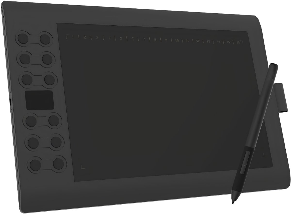 Lìon® Tekentablet met 10 Programmeerbare Sneltoetsen - Tekentablet - Zwart - 36cm x 24cm x 1cm