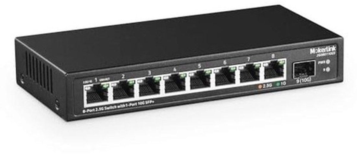 8-poorts 2.5Gigabit Ethernet Switch met 10G SFP-slot en Fanless ontwerp