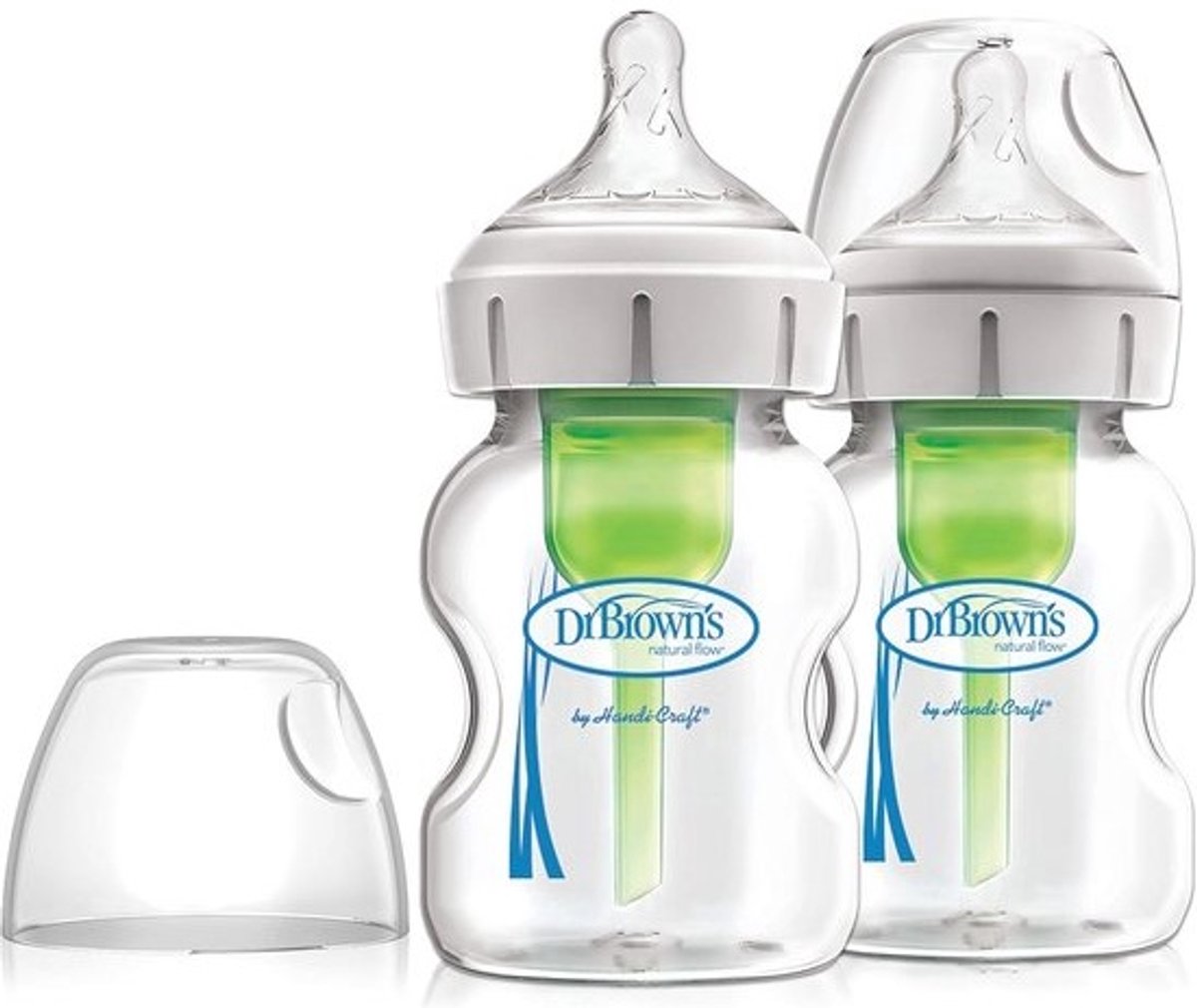 Anti-koliek glazen fles met brede hals 150ml Twin Pack