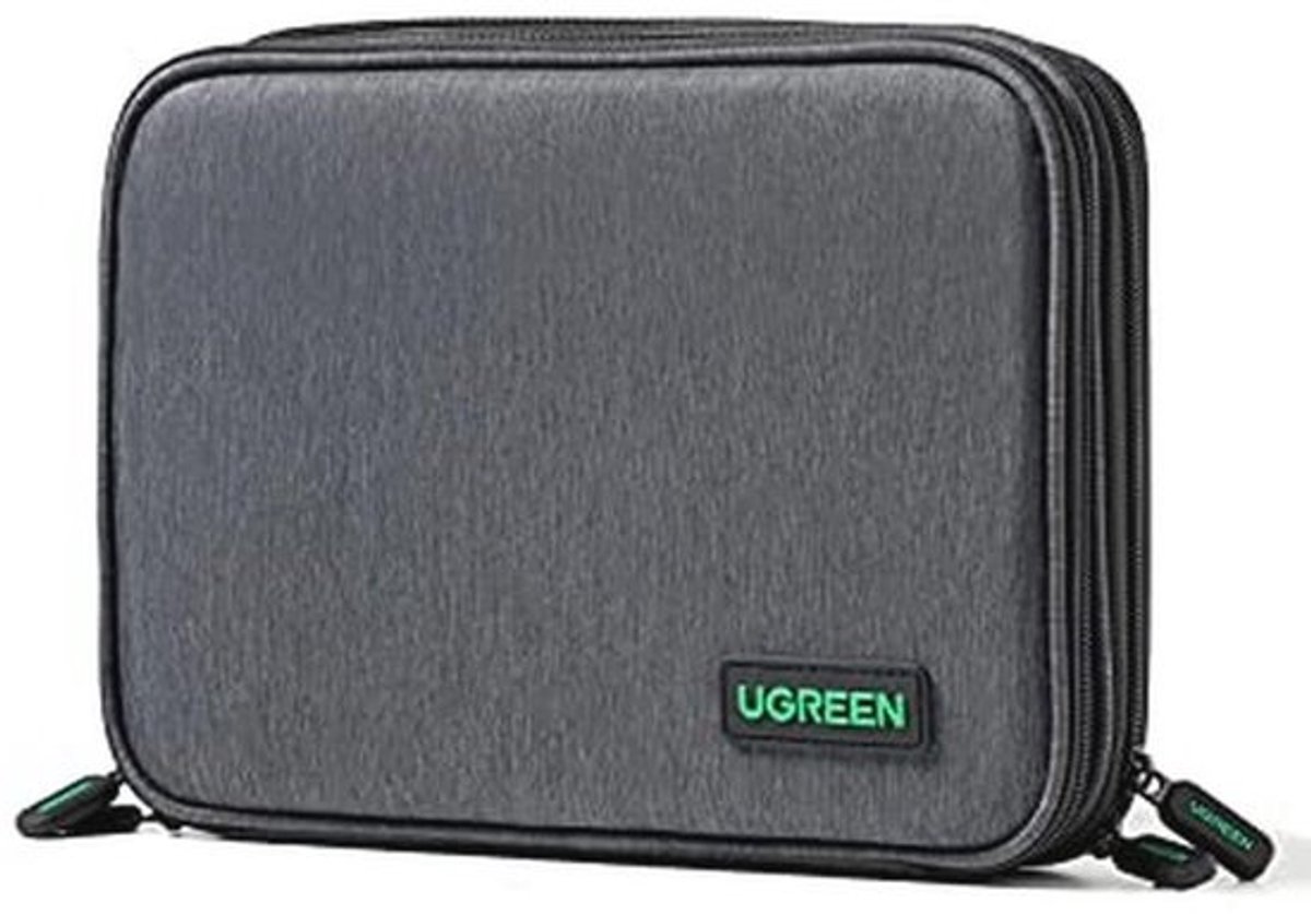Kabel Organizer Reistas voor Elektronische Accessoires - Drie Laags, Dubbele Rits, Voor Opladers en Powerbanks