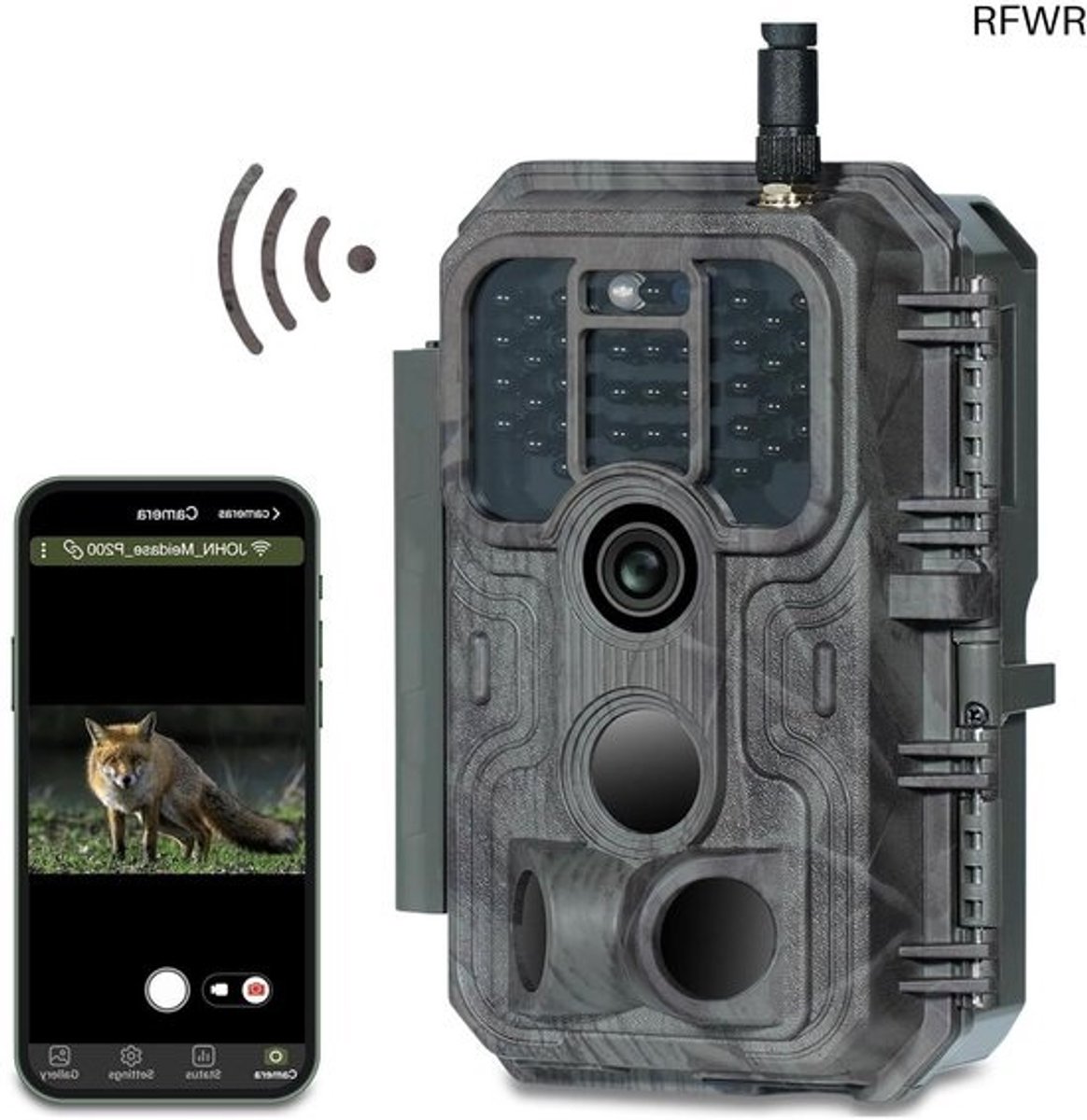 RFWR® Wildcamera met wifi, 48 MP, 1296P, nachtzicht, bewegingssensor, IP66