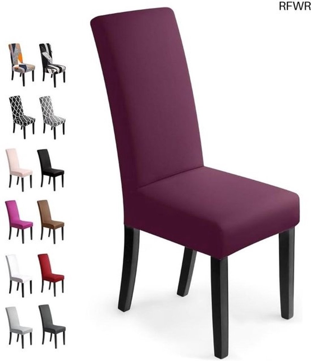 RFWR® Stretch Stoelhoezen voor Eetkamerstoelen - Wasbare en Verwijderbare Covers (2 Stuks, Donkerpaars)