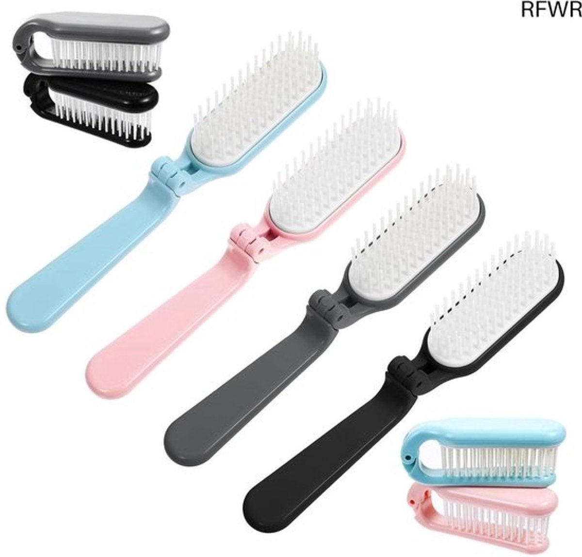 RFWR® Opvouwbare haarborstels - 4 stuks, ideaal voor alle haartypes, compact en draagbaar