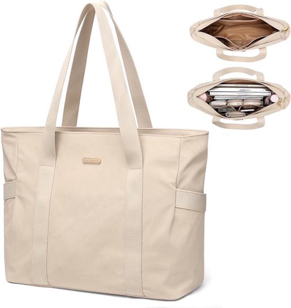 Dameshandtas 14 inch - Multifunctionele Tote Bag voor Werk, School en Reizen - Lichte Casual Schoudertas in Abrikoos