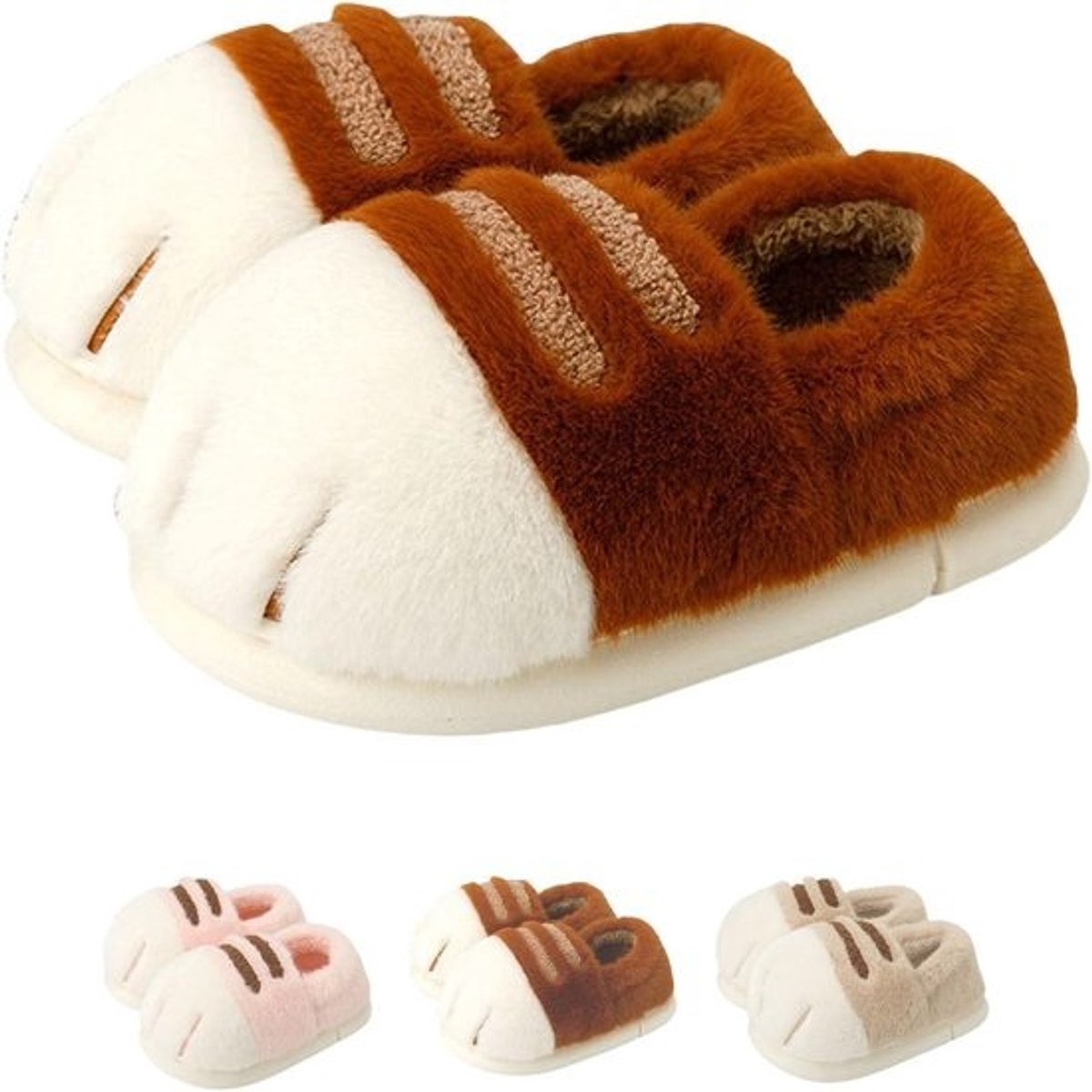Dames Pantoffels - Kattenpootjes - Thuis Ontspannen - 3D Cartoon Design - 3.5cm Zolen - Bruin