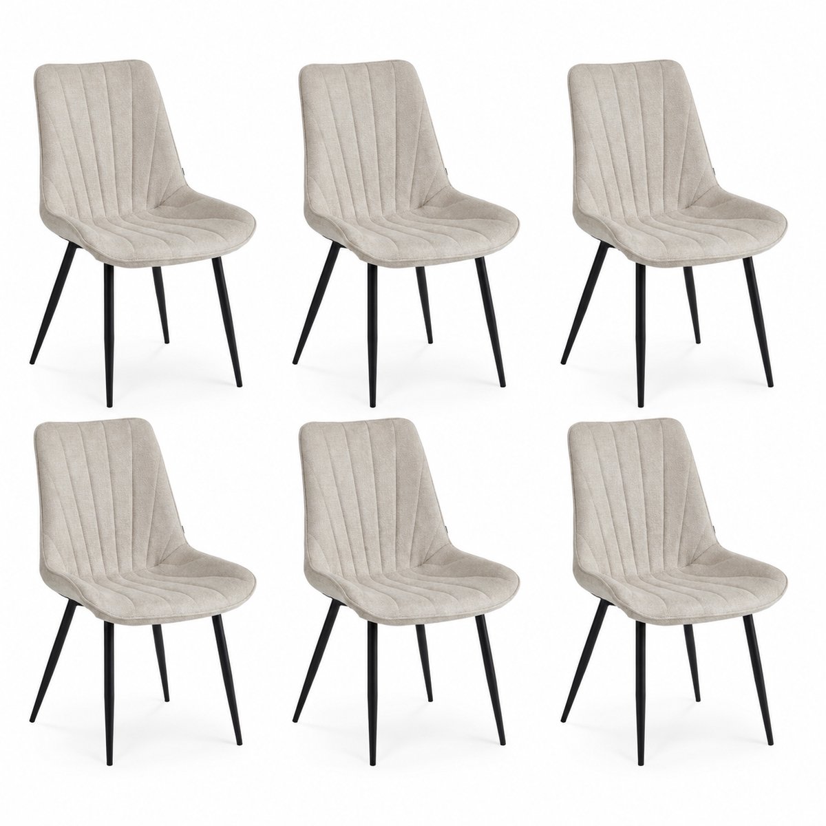 Colenis - Lesedi Eetkamerstoel - Set Van 6 - Beige - Linnen Stof