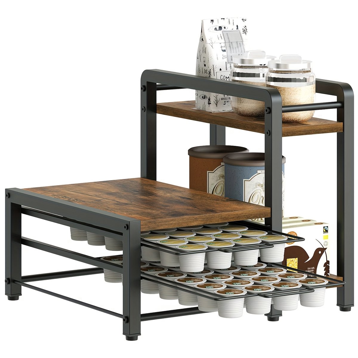 House of Balance Koffiecups Kastje - Koffiecups Houder met 2 lades - Ladenkastje voor Koffiecups - Koffie Meubel - Capsulehouder Koffiemachine