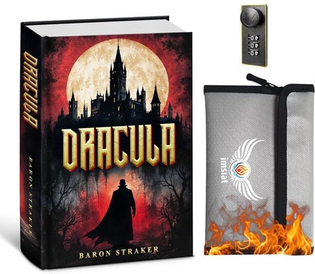 Geheim Boek Kluis - Boek Schuilplaats - Waardevolle Spullen - Vlamvertragende Zak - 24x15x5.5cm - Dracula Code