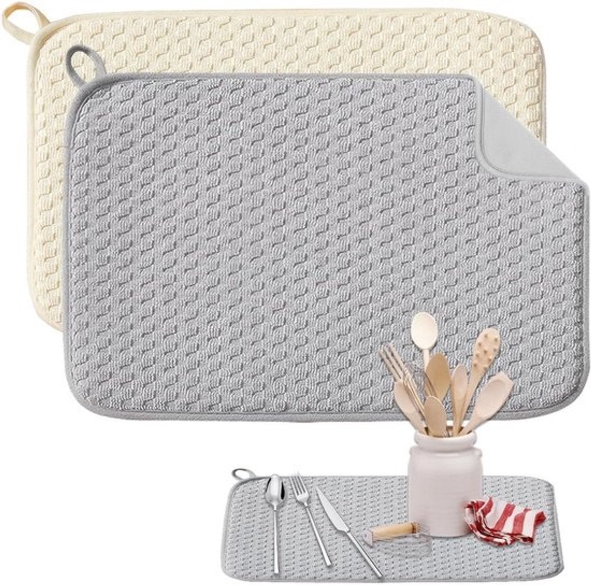 2x Absorberende Microvezel Afdruipmat voor Keuken en Tafel 40x30 cm