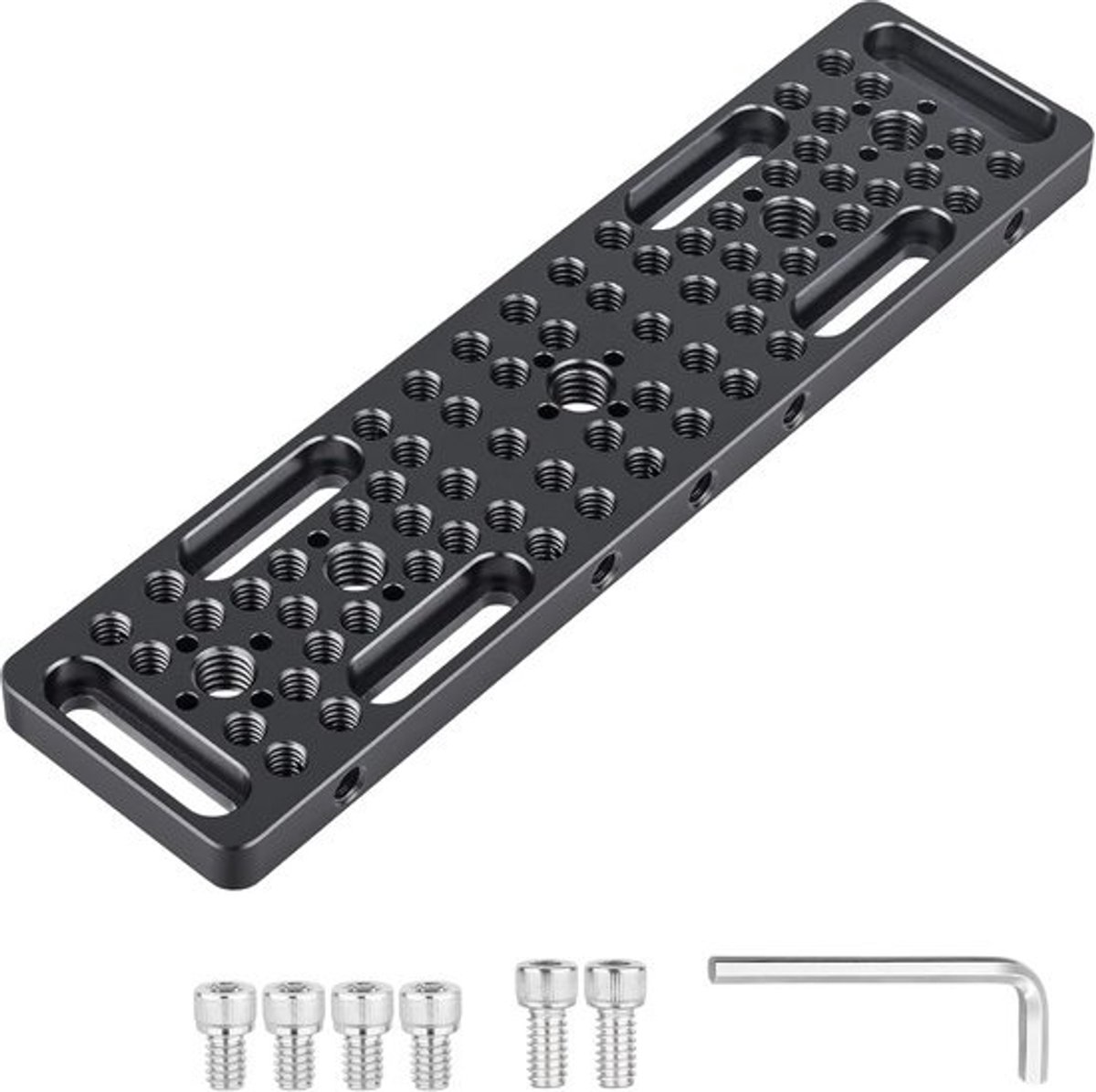 Universele Montageplaat 20x5 cm met 1/4" & 3/8" Schroefdraad voor Statief en Camera