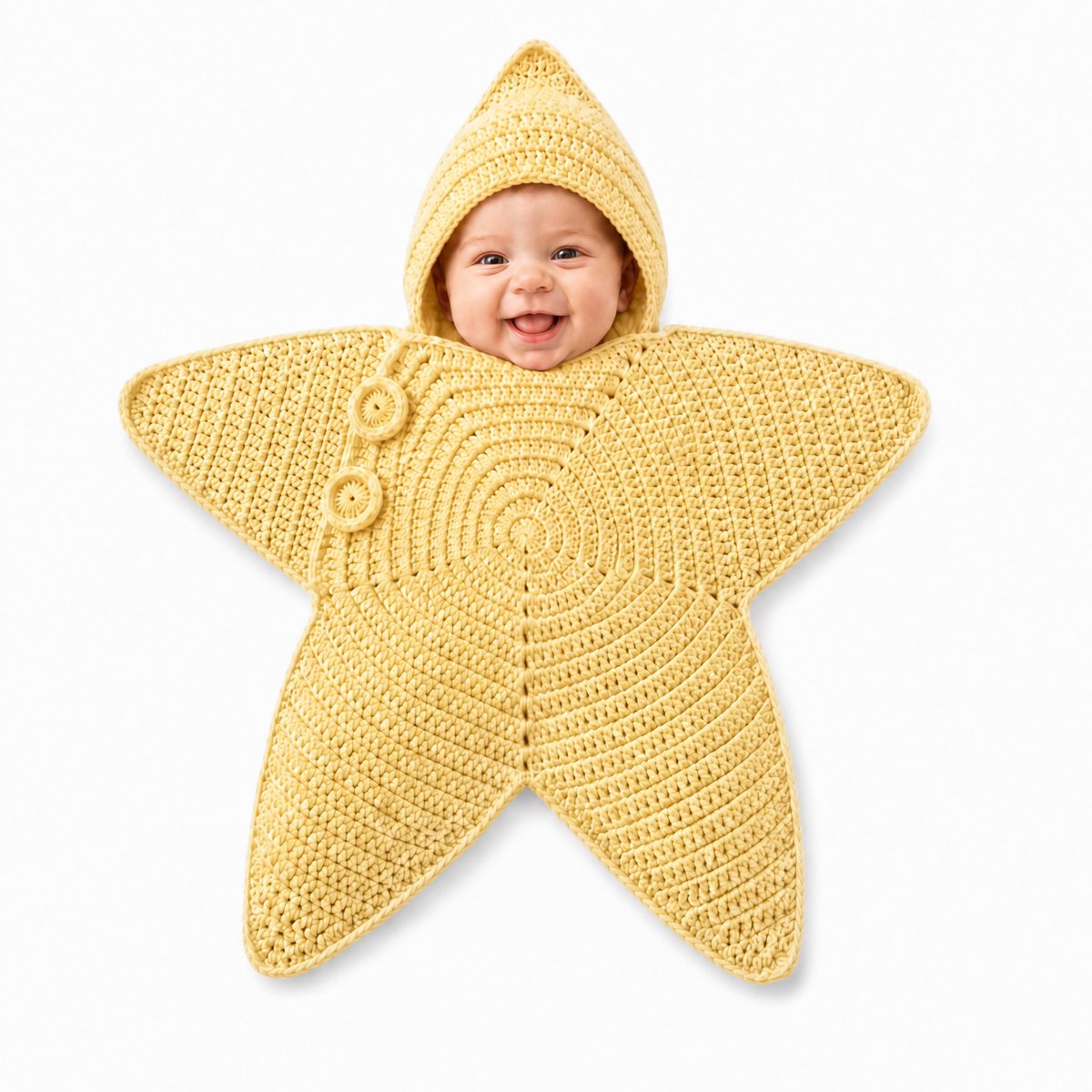 Ryoudavell - handgebreid ster baby slaapzak - ster baby slaapzak - gehaakt deken - newborn wikkeldeken - Baby Starfish Onesie - geschikt voor baby´s 3‑9 maanden - geel
