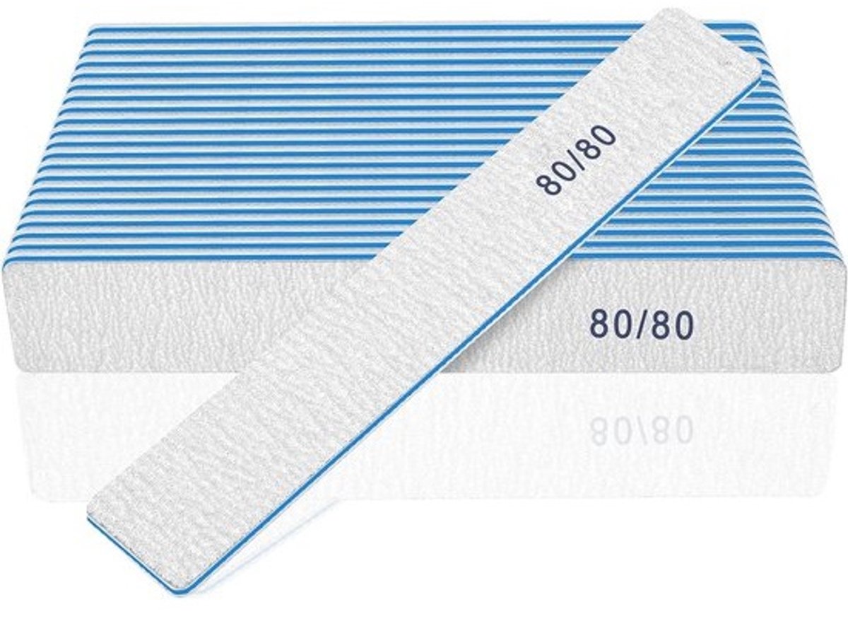 12 stuks nagelvijlen 80/80 grit voor acryl- en gelnagels, professionele emery vijlen, wasbaar en herbruikbaar