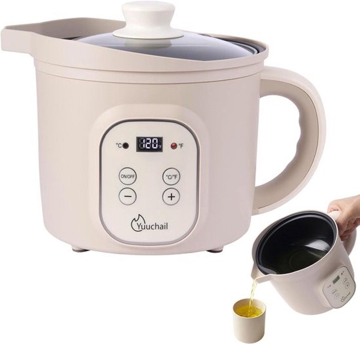 Digitale Wax Smelter - Elektrische Smeltkroes - Kaarsen Maken - Temperatuurregeling - 19 cm - Beige