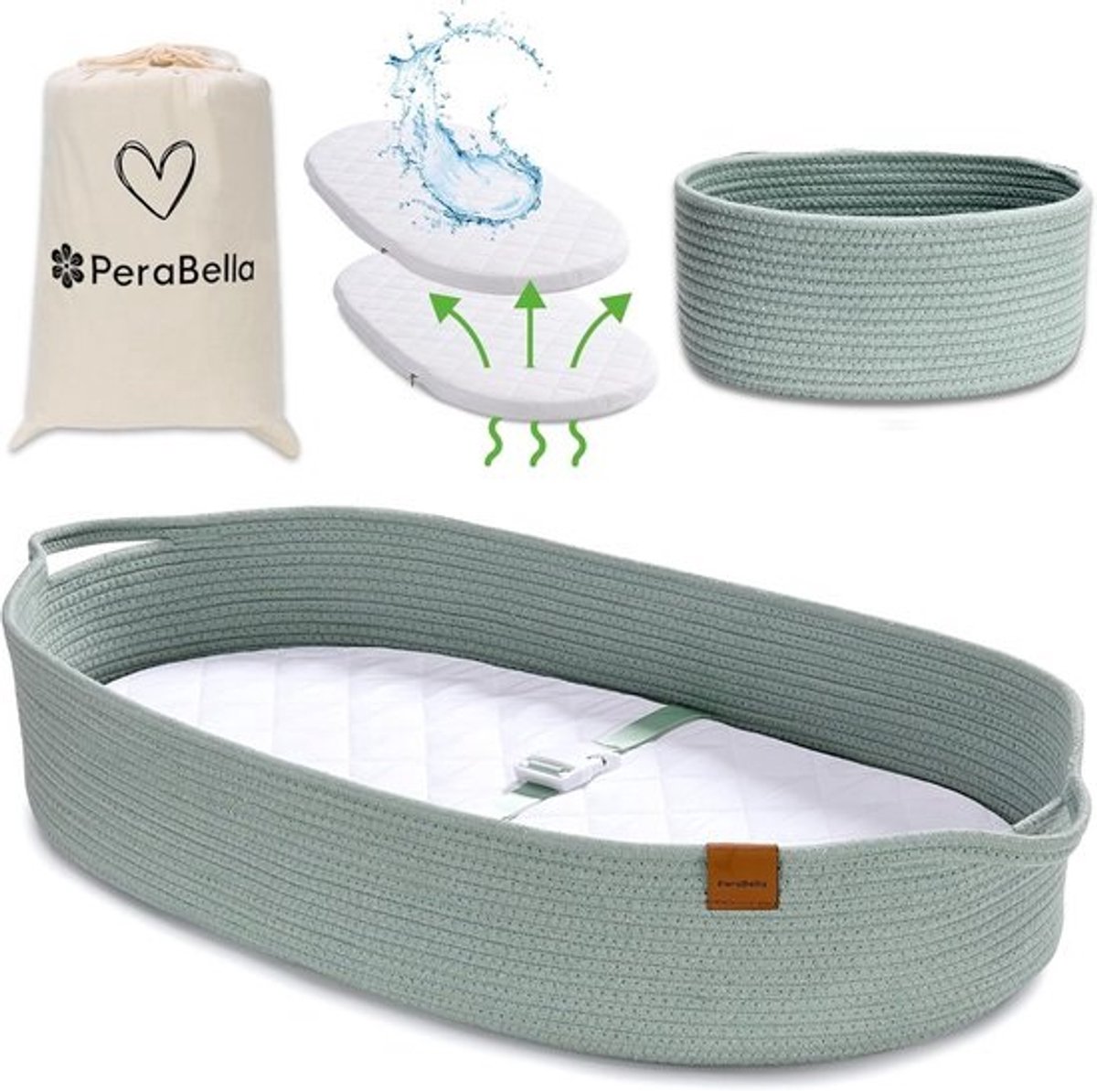 Verschoonmandje voor Baby met Schuimmatras - Unisex Wiegmand