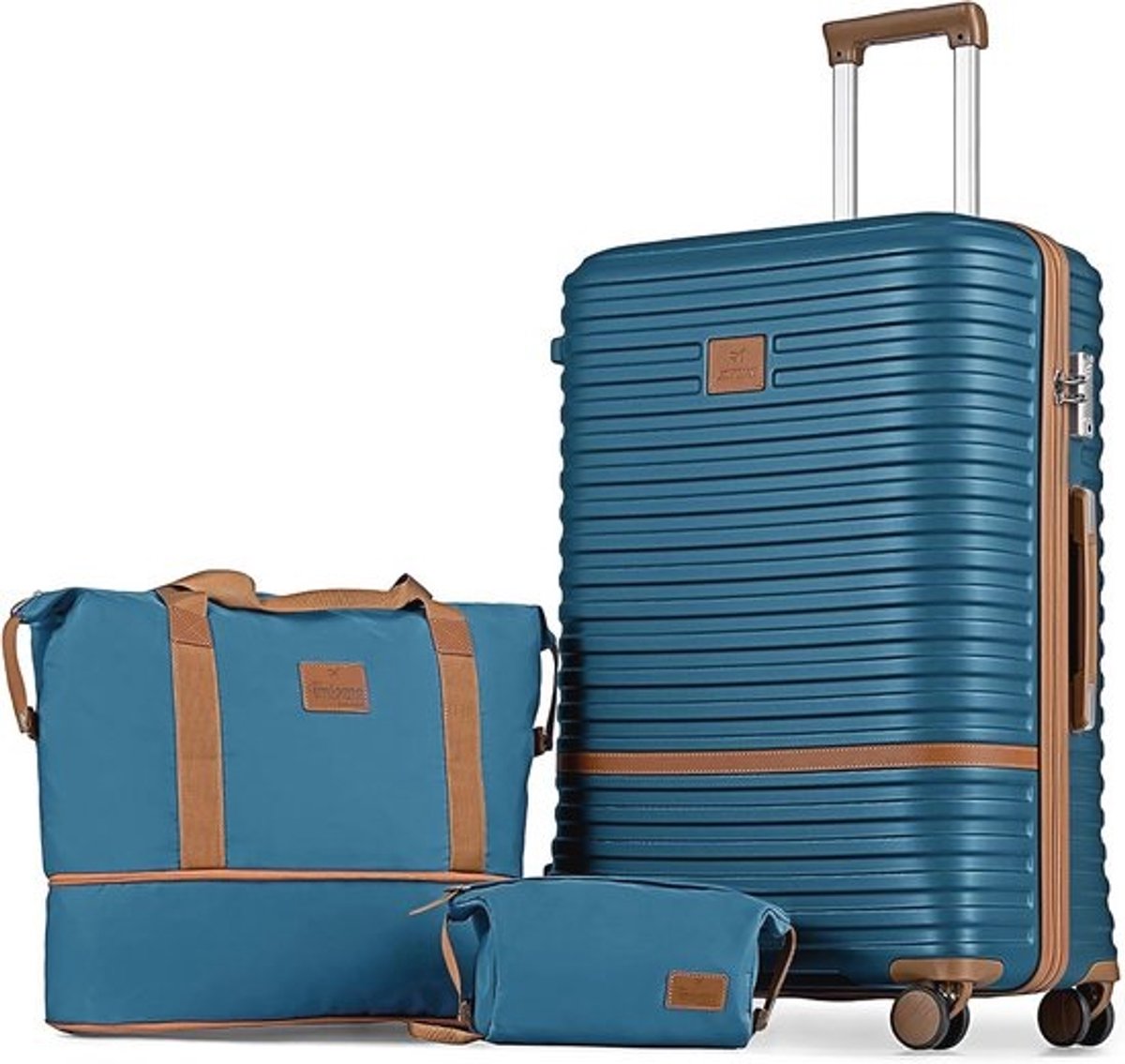 Ruime en Uitbreidbare Hardshell Reiskoffer Set in Zwart