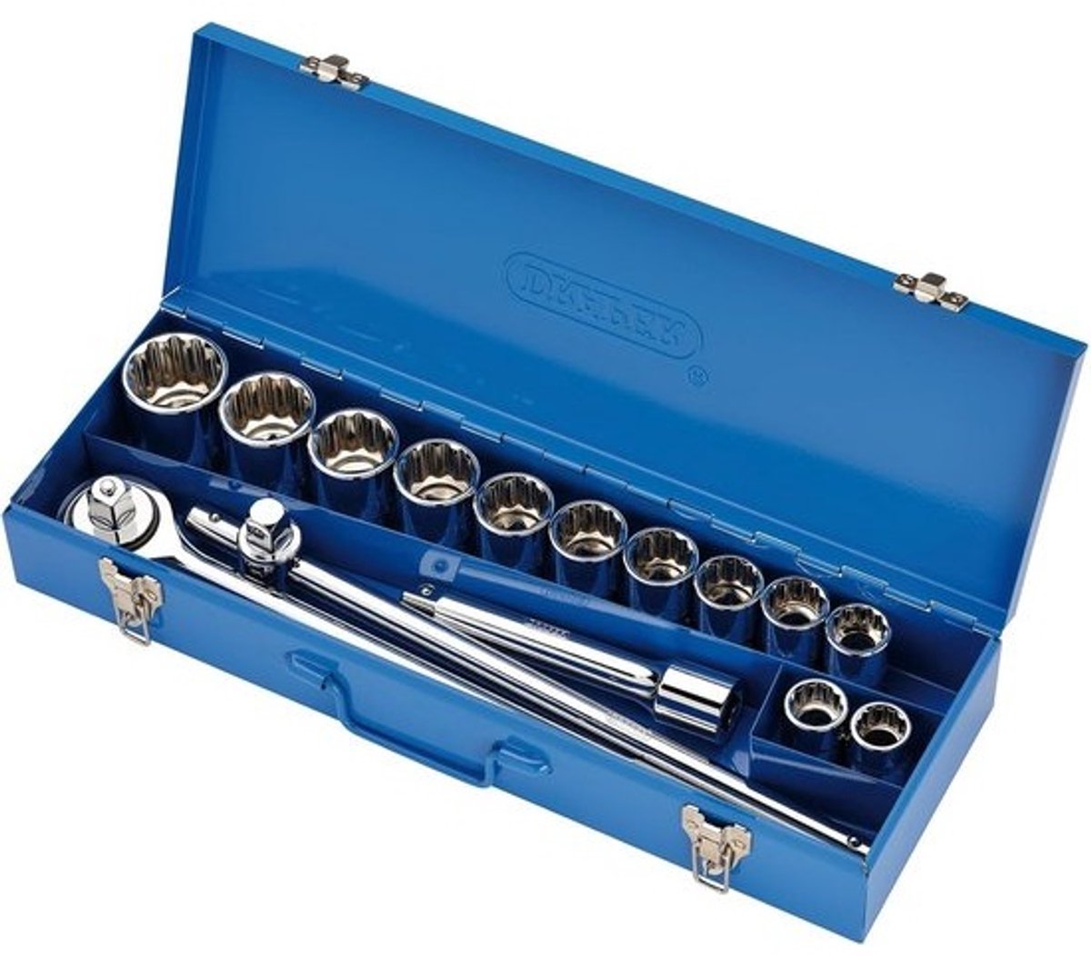 Metrische 3/4 Inch Doppenset 15 Delig met Ratel en Verlengstang