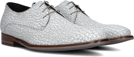 Grijze Floris Van Bommel nette schoenen met een opvallende textuur en veters.