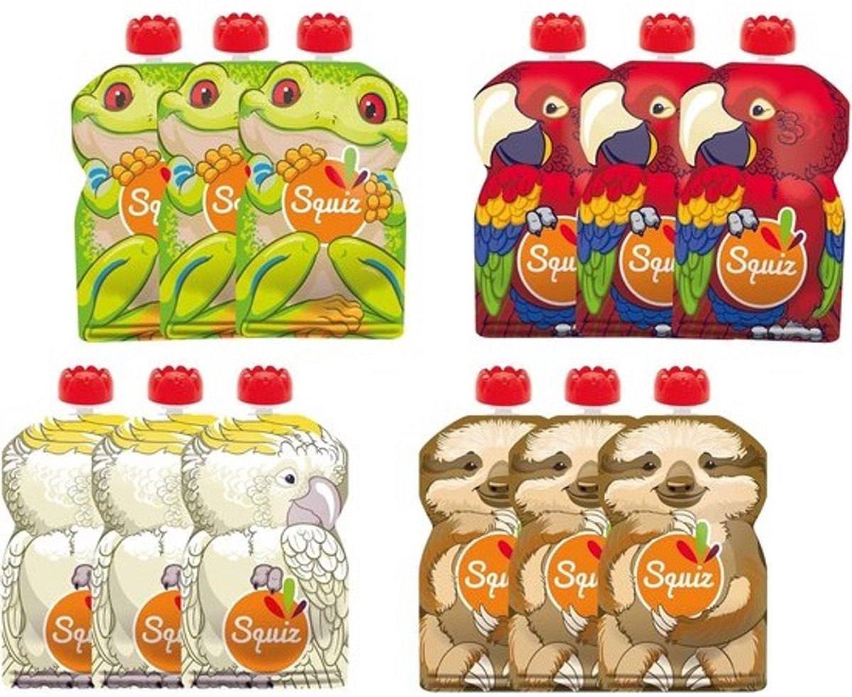 Set van 12 Herbruikbare Knijpzakjes 130ml voor Babyvoeding en Snacks