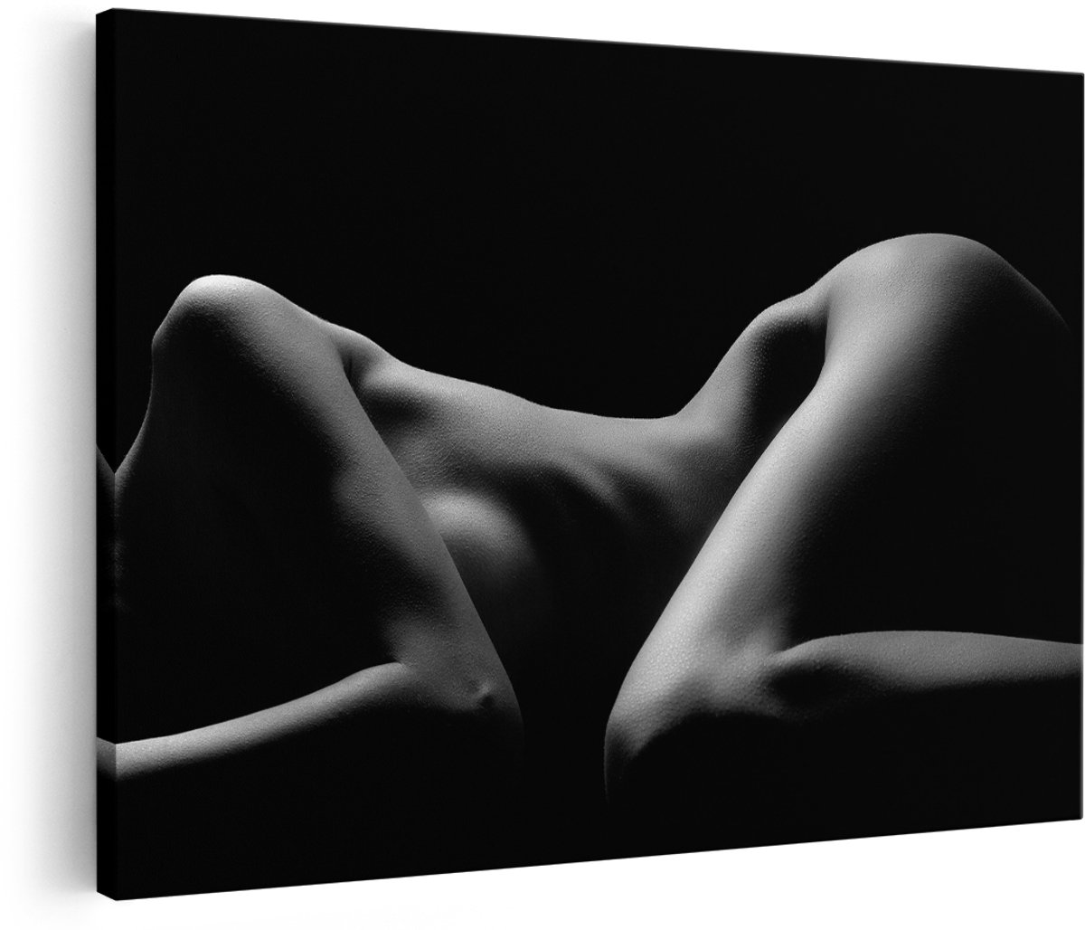 Artaza Canvas Schilderij Naakte Vrouwen Lichaam - Erotiek - Zwart Wit - 180x120 cm - Groot - Foto Op Canvas - Wanddecoratie Woonkamer