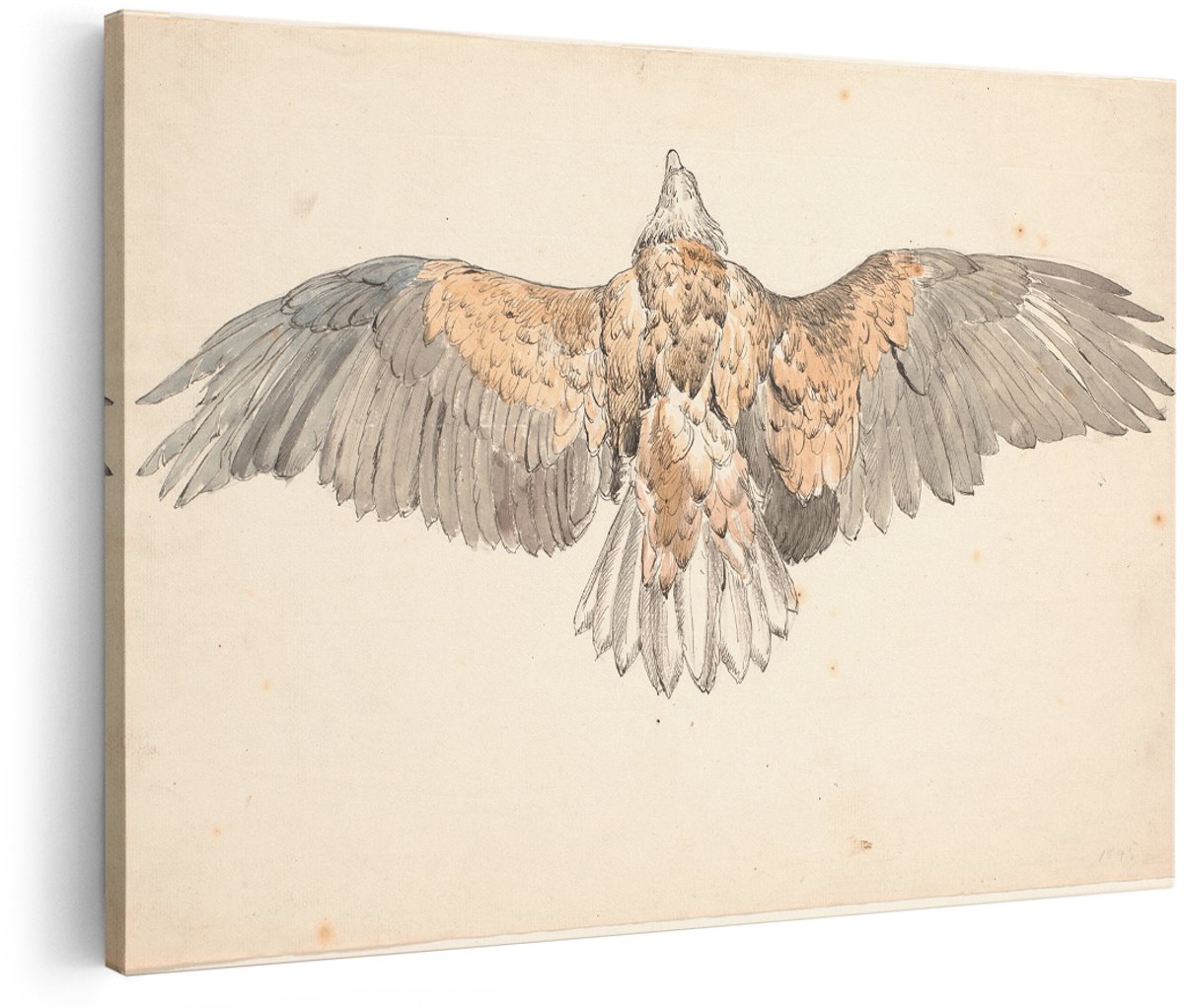 Artaza Canvas Schilderij Adelaar - 180x120 cm - Groot - Wanddecoratie Vogels - Muurdecoratie Vintage - Schilderijen Dieren - Aquarel