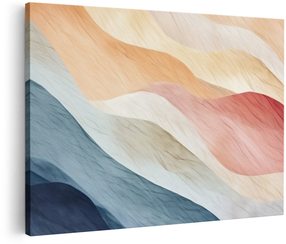 Artaza Canvas Schilderij Abstract - 180x120 cm - Groot - Wanddecoratie Modern - Muurdecoratie Pastel Golven - Decoratie Woonkamer - Schilderijen Op Canvas