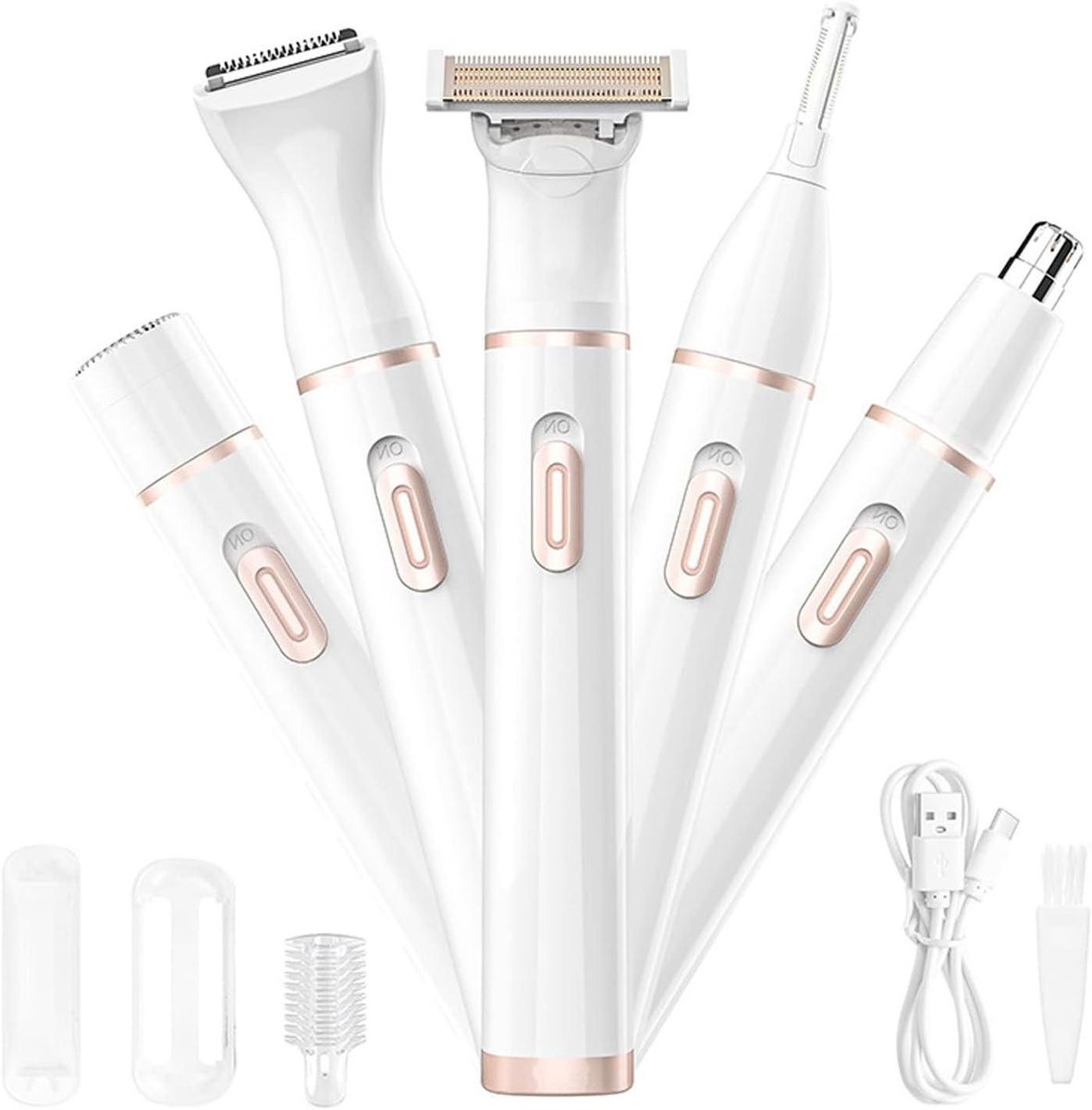 Elektrische Epilator - Gezichtsverwijderaar - Huidverzorging - 4-in-1 Multifunctioneel - Compact Design - Wit