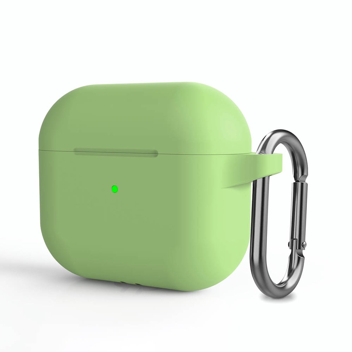 Case cover - Apple Airpods 3 - lichtgroen siliconen - met musketon