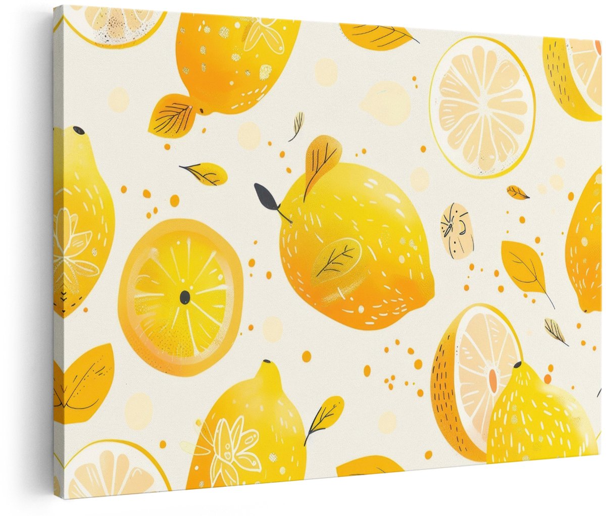 Artaza Canvas Schilderij Citroen - 180x120 cm - Groot - Wanddecoratie Keuken - Muurdecoratie Fruit - Decoratie Schilderijen Geel