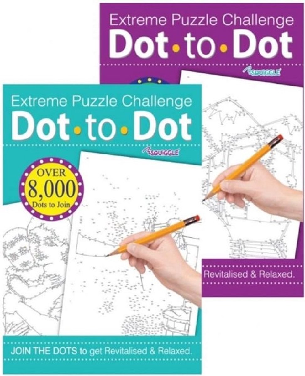 2x Volwassen Puzzelboek - Moeilijke Stippen Verbinden Puzzels A4 Formaat