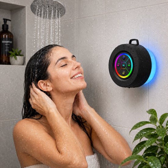 Namajunas Draagbare Bluetooth Speaker - Douche Speaker - Met Haak - Afneembare Zuignap - 360° Sound - IPX7 Waterdicht - Zwart van Namajunas — afbeelding 4