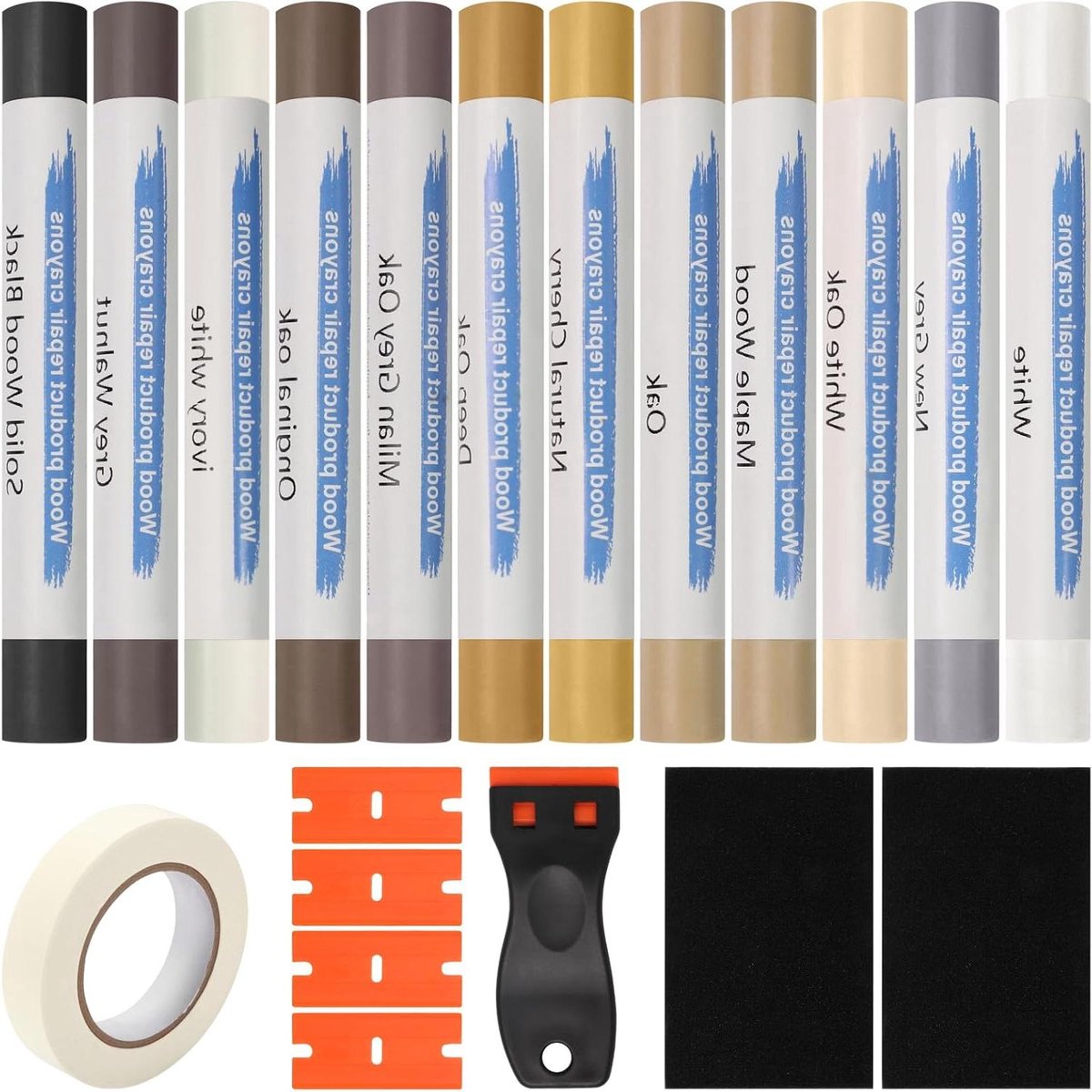Reparatieset voor vloeren - Hardwax set - Meubels herstellen - 12 kleuren mengbaar - 12 stuks - Meerkleurig