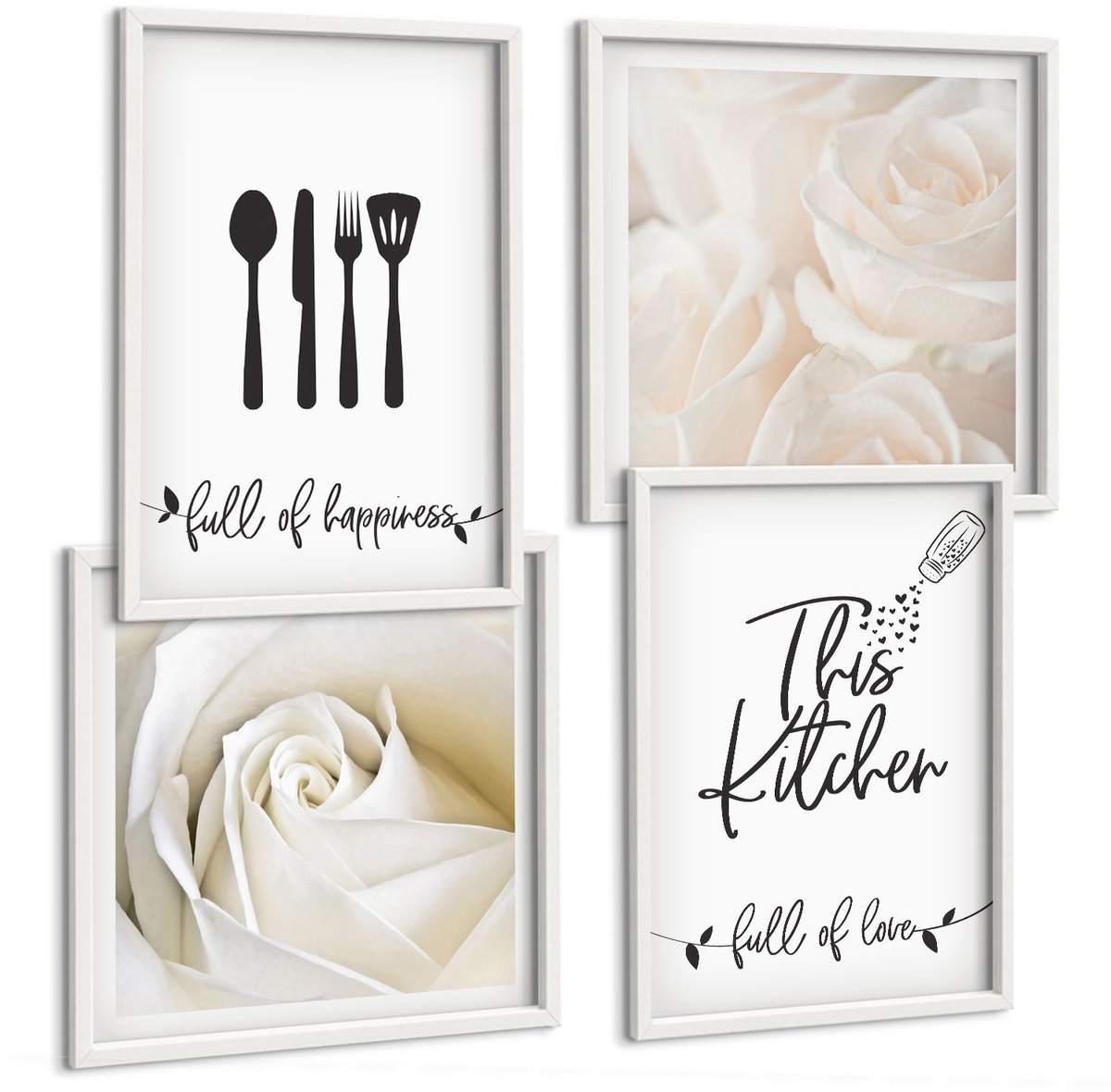 Wallfluent 4-Delige Schilderij Set - Posters Met Geometrische Patronen In Bauhaus-Stijl - 40 x 40 En 40 x 60 - Wanddecoratie - Moderne Interieurdecoratie - Moderne Wanddecoratie