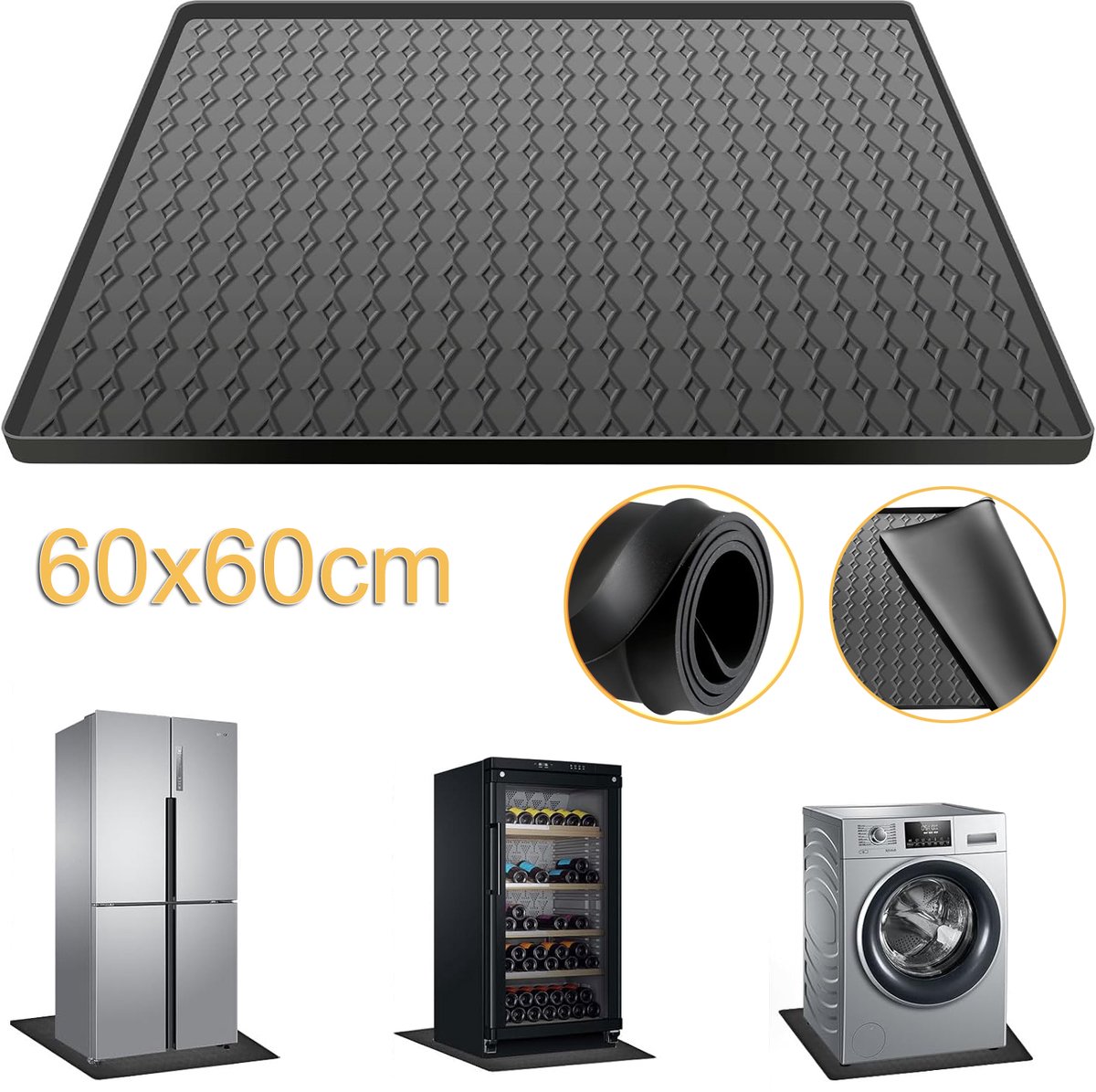 Mini Koelkast Siliconen Mat - Vloerbeschermer Met 1.5cm Opstaande Randen - Onder De Wasmachinemat - Koelkastmatten