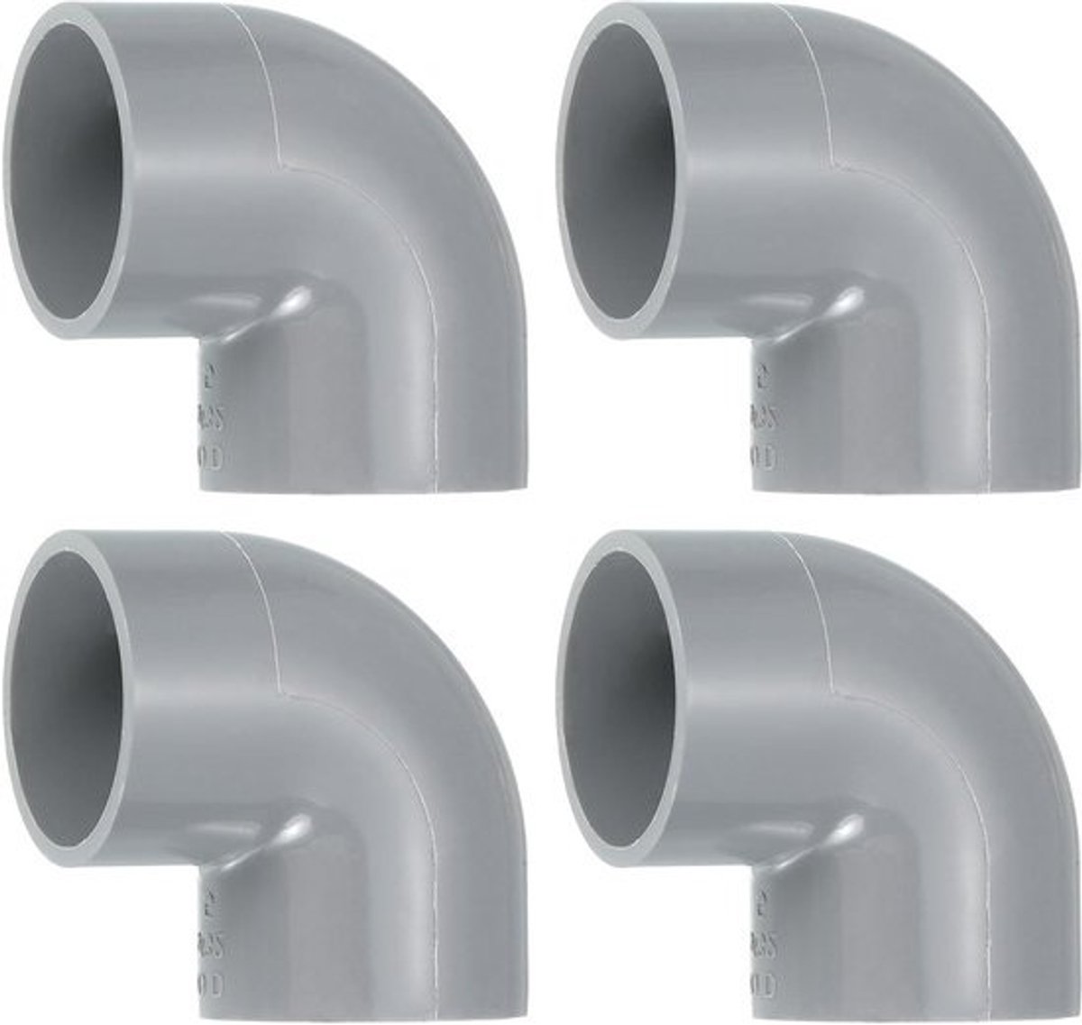 PVC 90 Graden Koppeling - Boogstuk Pijp Hulpstuk - Irrigatie Aanleggen - Hoge Treksterkte - 32mm 4 Stuks - Grijs