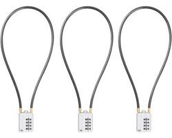 3x 4-cijferig Kabelslot Combinatieslot met Dunne Kabel (50cm, 5mm) voor Fiets, Kluis, Bagage en Gereedschap