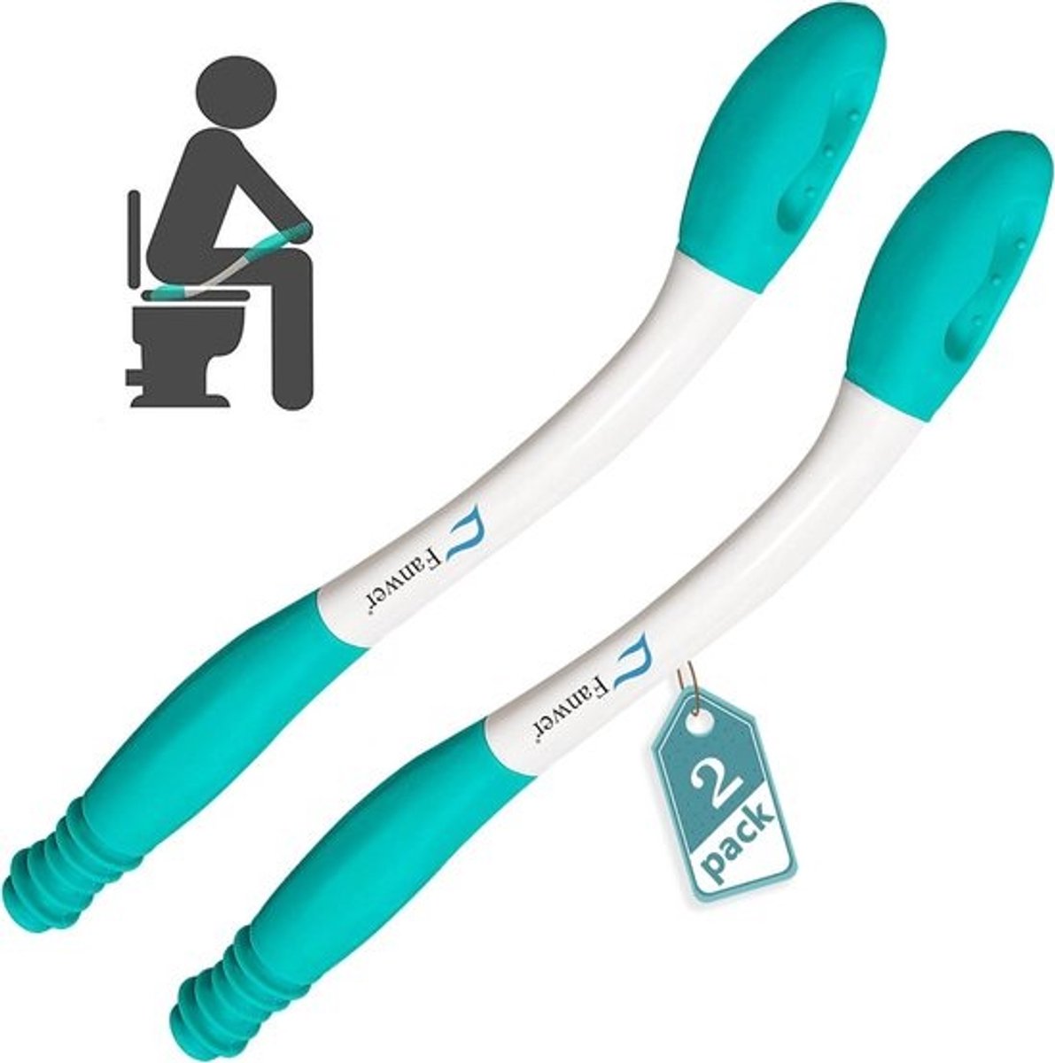 2 Stuks Toilet Hulpmiddel voor Ouderen en Minder Mobielen - Comfortabel Wipoppervlak 40 cm