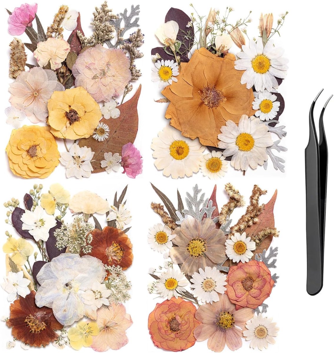 Grote Verpakking van 90 Stuks Gedroogde Bloemen, Natuurlijke Herfst Bloemblaadjes voor DIY Knutselprojecten, Resin Gieten, Kaarsen en Bruiloft Scrapbooking