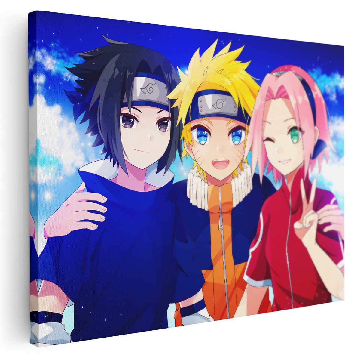 Artaza Canvas Schilderij Anime - 160x120 cm - Groot - Wanddecoratie Naruto Sasuke - Muurdecoratie Japan - Schilderijen Op Canvas Kinderkamer