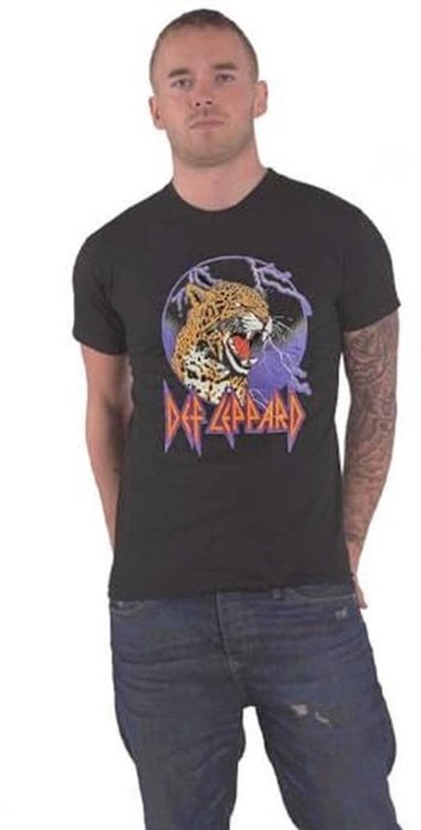 Unisex T-Shirt met Lightning Leopard Motief - Zwart - Hoge Kwaliteit