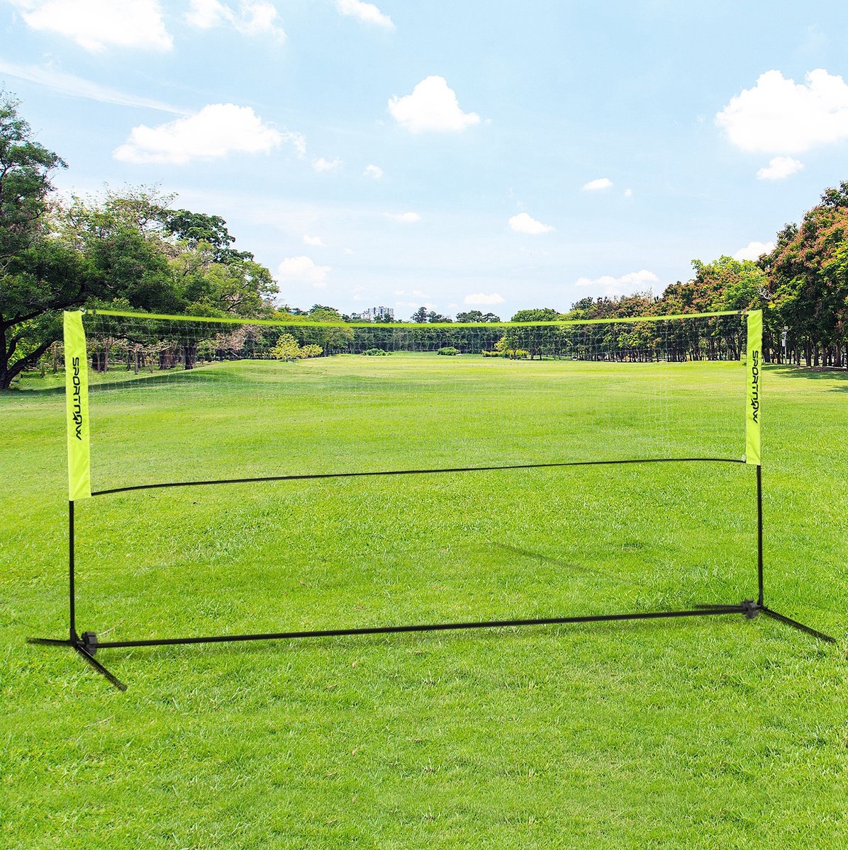COVREO Badmintonnet set 420 x 103 x 155 cm groen metaal en polyester - verstelbaar voor binnen en buiten