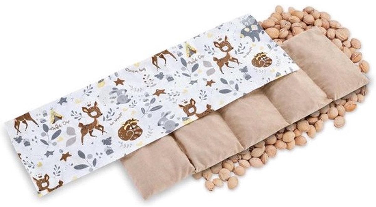 Kersenpitkussen voor Baby en Volwassenen - Verwarmbaar en Koelkompres, 60x20 cm, Katoen, Roze Hertje