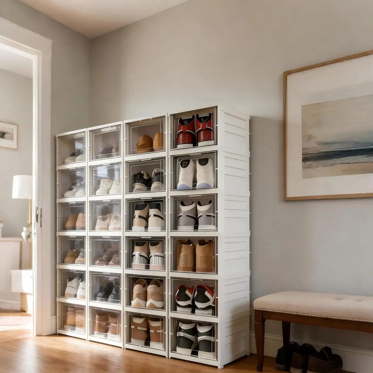 6Seven - Schoenenrek - Schoenen opbergsysteem - Schoenendoos - 6 laags - stofdicht - Opvouwbaar - Transparante deurpanelen