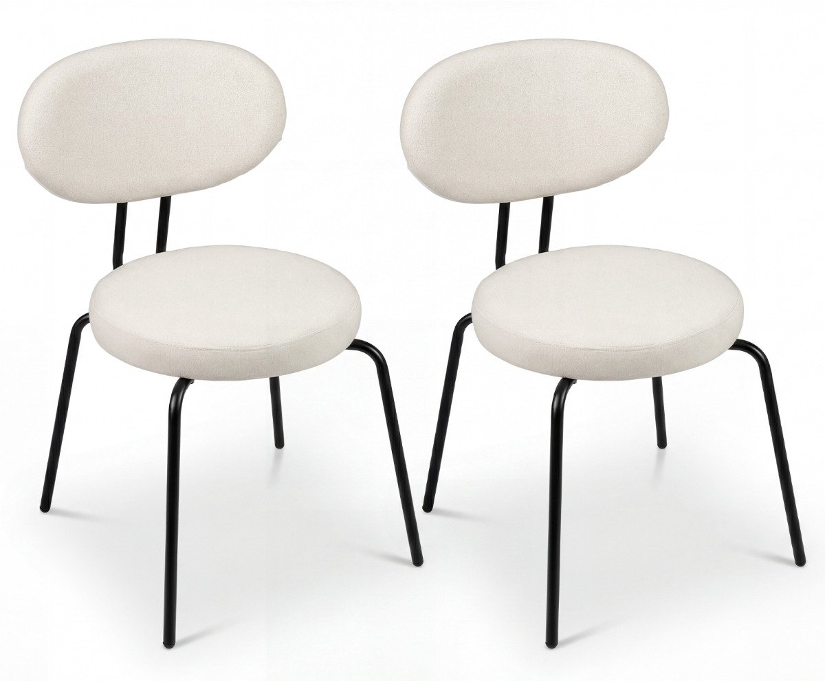 SureDeal® - Eettafel - Eetkamerstoelen Gestoffeerde Keukenstoel - Rugleuning Wit - 59x51x83 cm - Wit