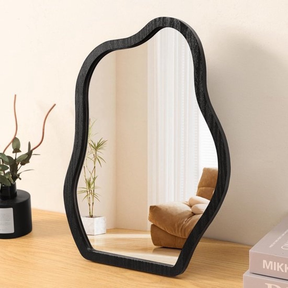 Bureau Spiegel - Make-up Spiegel Tafelspiegel - Kamer Decoratie - Hoge Definitie Beeld - 35 x 25 cm - Zwart