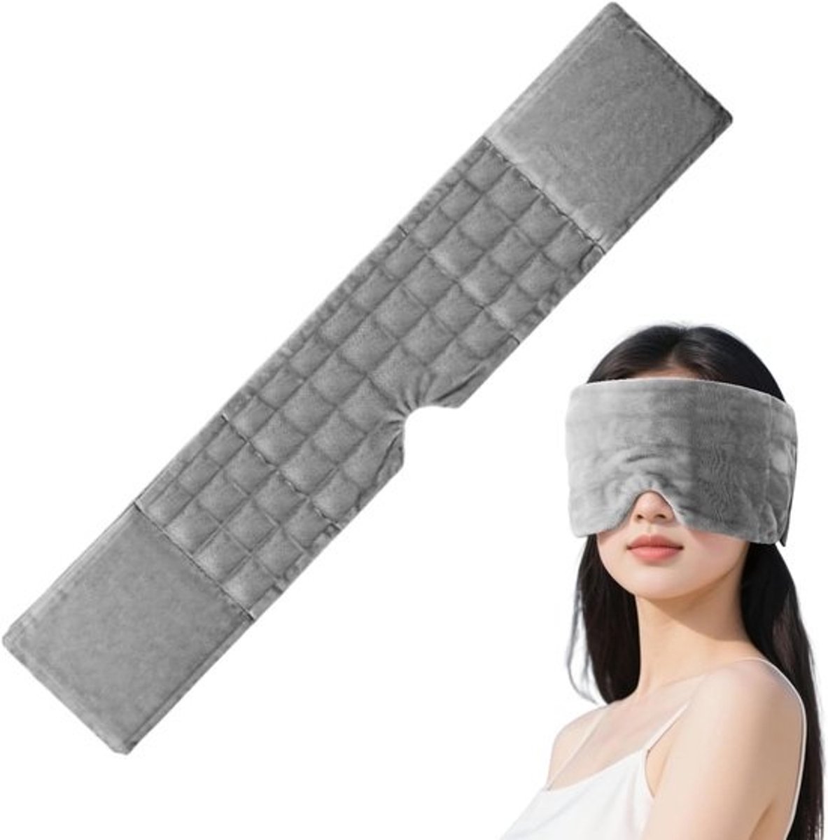 Verzwaarde Slaapmasker - Oogmasker Slapen - Diepe Ontspanning - Lichtblokkerend Ontwerp - 65x13cm - Grijs