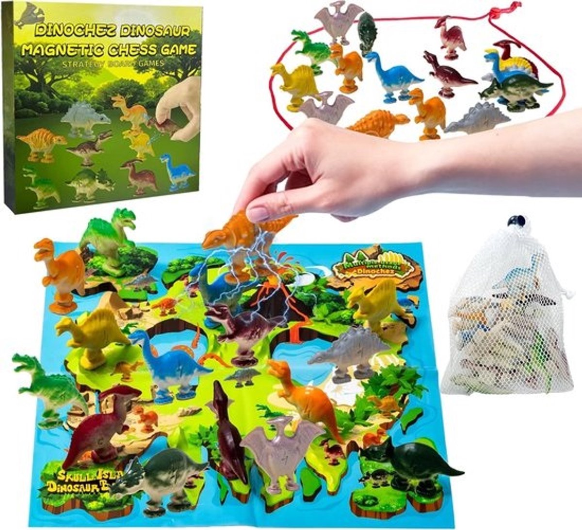Magnetisch Schaakspel - Dinosaurus Spel - Familie Reizen - Draagbaar Bordspel - 6 x 4 x 0.1 cm