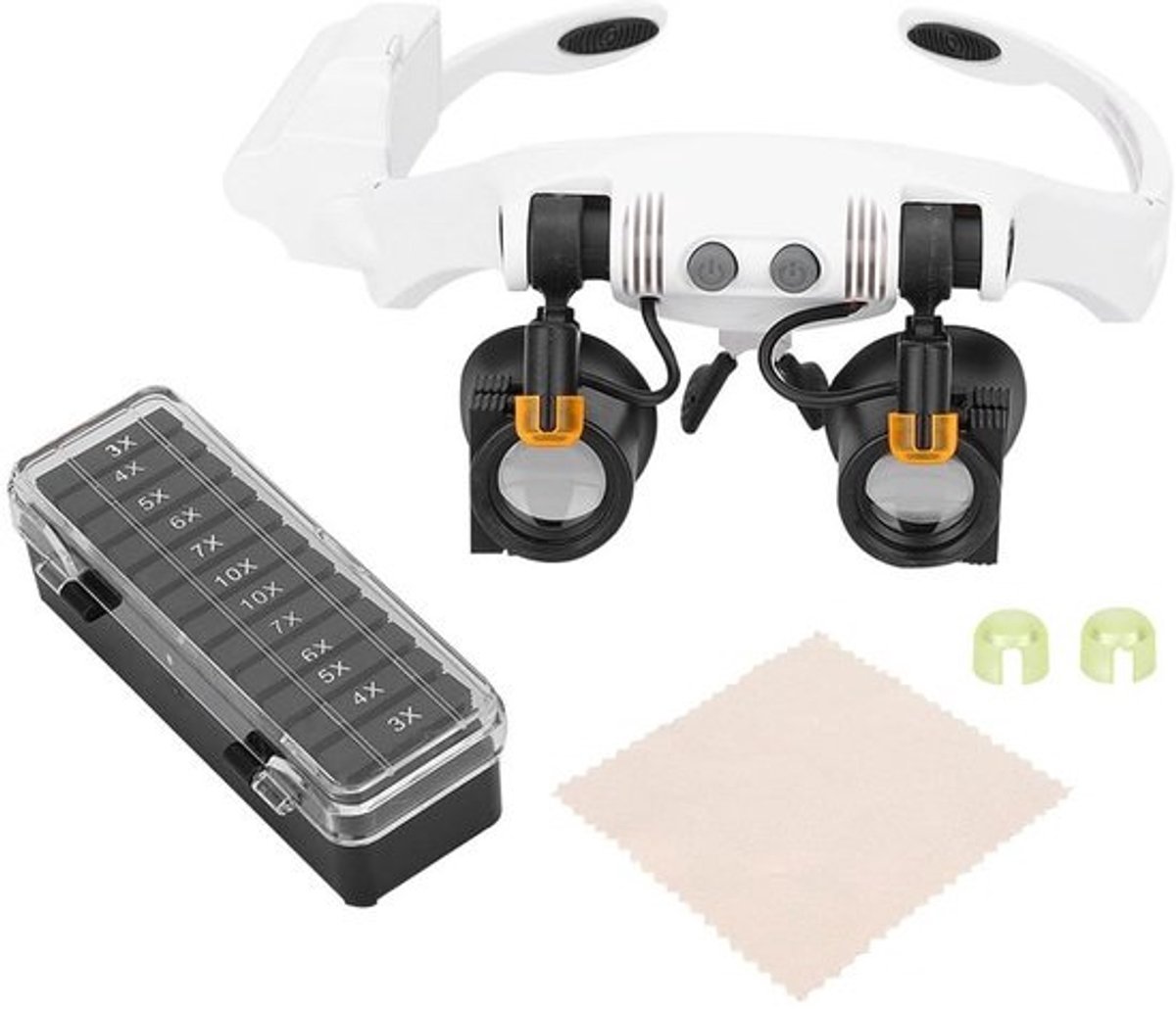 Vergrootglas met Verlichting - Montagebril Werkbril - Gedetailleerd Werk - 21 Combinaties Mogelijk - 2 LED Lampjes