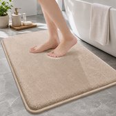 BOTC Badmat - Antidérapant - 80x50cm - Badmat Absorbant - Extra doux absorbant - Lavable en machine - Tapis de toilette - Abricot