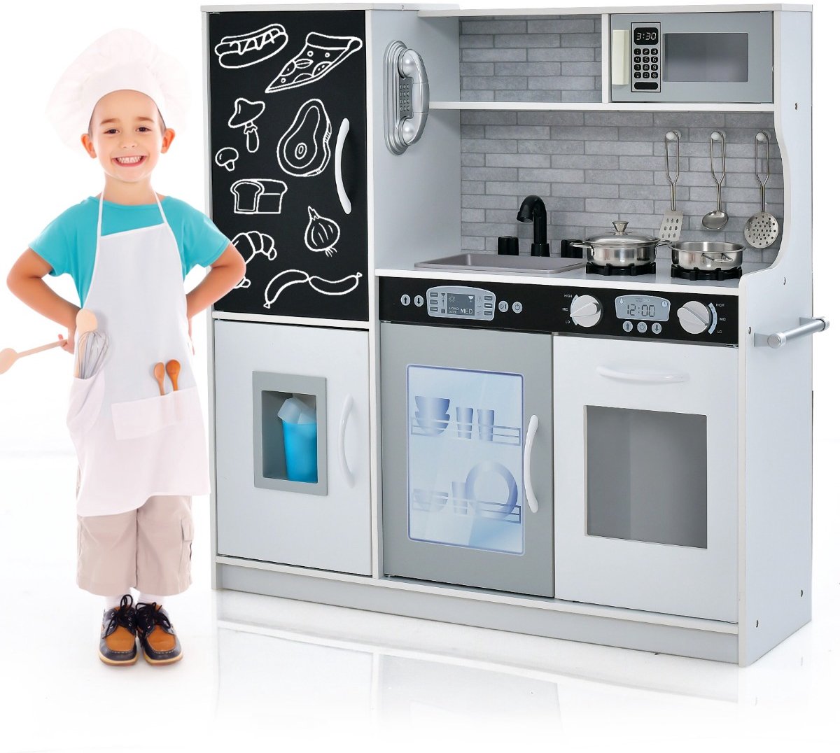 SureDeal® - Rollenspell - Kinderkeuken - Speelaccessoires Speelkeuken - Kinderen Speelgoedkeuken - 82x24x80 cm - Wit