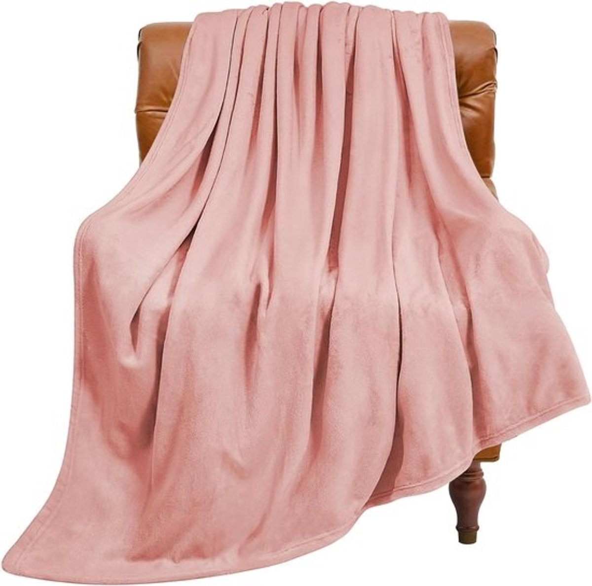 Fleece Deken - Pluche Deken Plaid - Bank en Bed - Dubbelzijdig Zacht - 127 x 152 cm - Roze